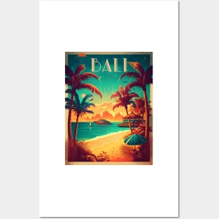 Bali Beach Resort Vintage Travel Art Poster Posters and Art